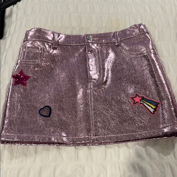 BABY SARA Metallic Pink Skirt with Star and Heart Patches NWT - Picture 8 of 9